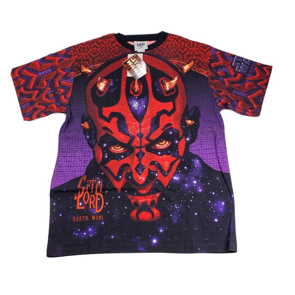 Vintage Star Wars Mens T Shirt All Over Print Darth Maul Lee Sport Size L / XL